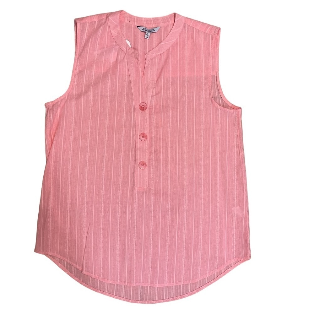 New Direction Pink Split V Neck Sleeveless Blouse Size L